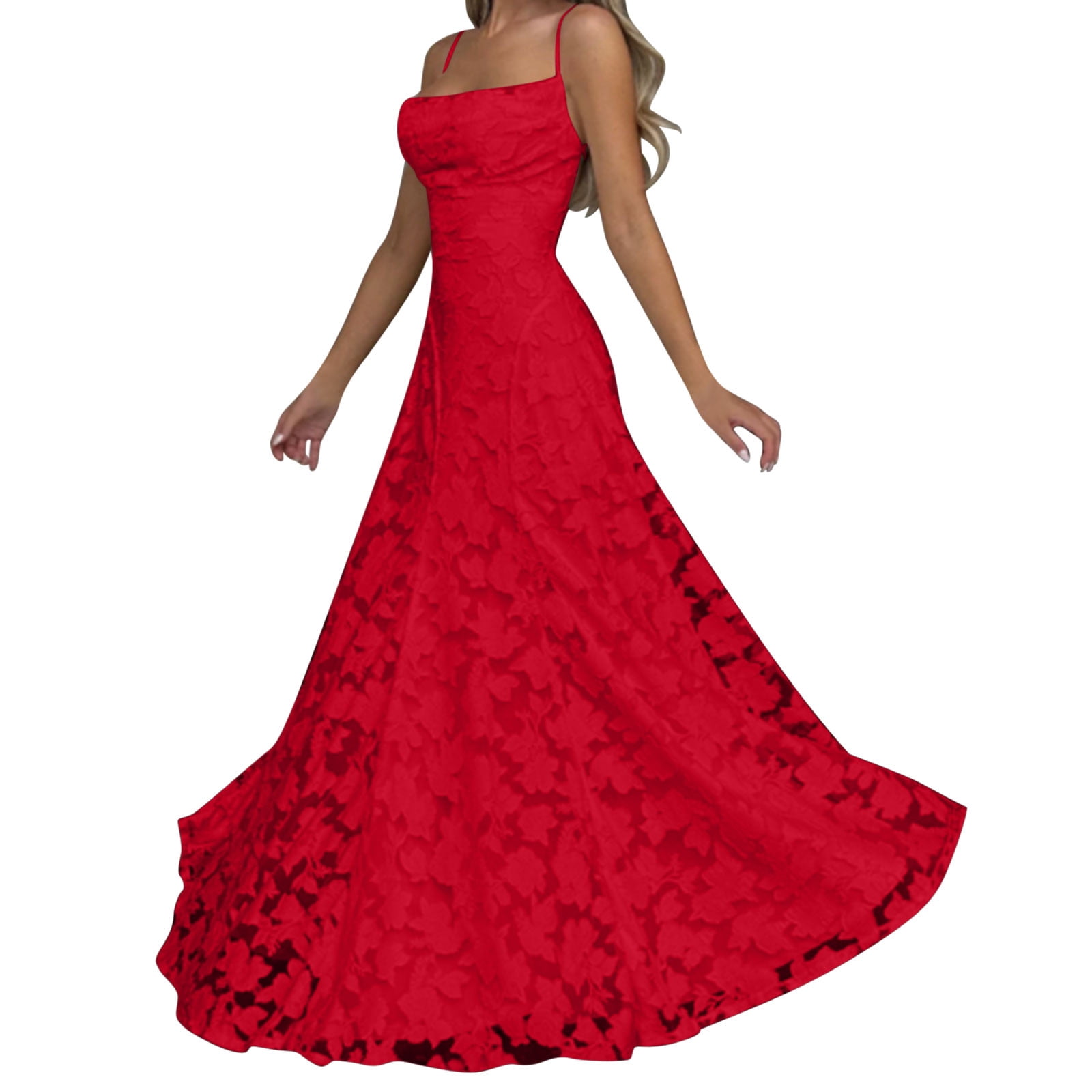 red floral lace maxi dress Madara Lace-Up Back Maxi Dress Floral Red