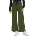 thumbnail image 1 of Kvture Women's Split Side Flowy Summer Lounge Pants Loose Elastic Waist Drawstring Casual Outdoor Running Pants with Pockets Army Green XL, 1 of 6