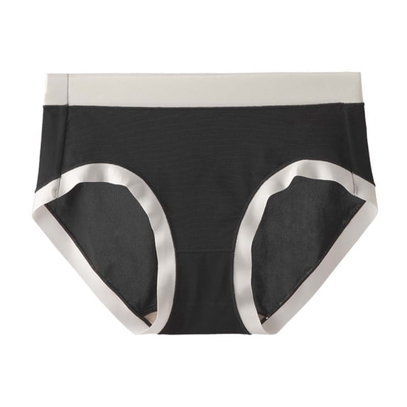 Kvture Women's Underwear Mid-Waist Breathable Panties Cotton Lining Comfortable Seamless Briefs M Black Panties