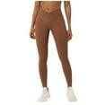 thumbnail image 1 of Kvture Women's V Cross Waist Workout Leggings Tummy Control Running Yoga Pants with Pockets Brown XL, 1 of 5