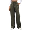 thumbnail image 1 of Kvture Women's Wide Leg Sweatpants Straight Leg Sweat Pants Drawstring Elastic Low Waist Pants with Pockets-Army Green XXL, 1 of 7