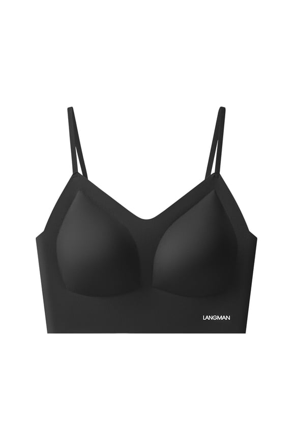 Women's Wireless Bras Comfortable Bralette No Underwire Seamless Bra Invisible Padded Support Smoothing Crop Bras Black Bras M