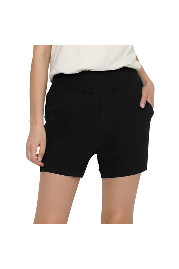 Womens Bermuda Shorts Swim with Pockets High Waisted Yoga Biker Short Athletic Running Workout Shorts Black XL