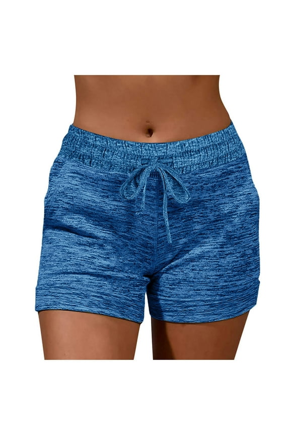 Womens Biker Shorts with Pockets High Waist Tummy Control Butt Lifting Short Leggings Athletic Gym Yoga Pants Blue M