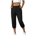 thumbnail image 1 of Kvture Womens Cargo Capris Pants Elastic Waist Hiking Pants Summer Casual Holiday Pants with Pockets Black Pant L, 1 of 9
