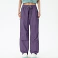 thumbnail image 1 of Kvture Womens Cargo Pants Elastic Waist Wide Leg Pants Baggy Hiking Trousers Travel Y2K Quick-Dry Waterproof Purple XXL, 1 of 5