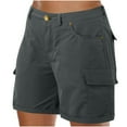 thumbnail image 1 of Kvture Womens Cargo Shorts with Pockets Casual Summer High Waist Stretchy Shorts Loose Fit Solid Outdoor Hiking Short Pants Dark Gray XXXL, 1 of 4