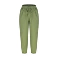 thumbnail image 1 of Kvture Womens Casual Pants Drawstring Elastic Waisted Loose Fit Pants Fall Lightweight Going Out Daily Trousers-Green L, 1 of 4
