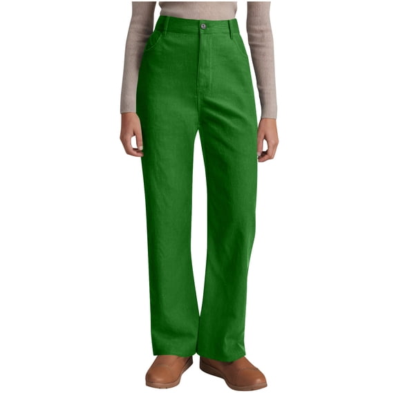 Kvture Womens Casual Wide Leg Pants High Waist Wide Leg Long Palazzo Button Down Loose Business Work Office Trousers with Pockets Green XXXL
