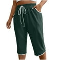 thumbnail image 1 of Kvture Womens Drawstring Capri Pants Plus Size Loose High Waisted Sweatpants Lounge Running Workout Pants with Pockets Army Green M, 1 of 8