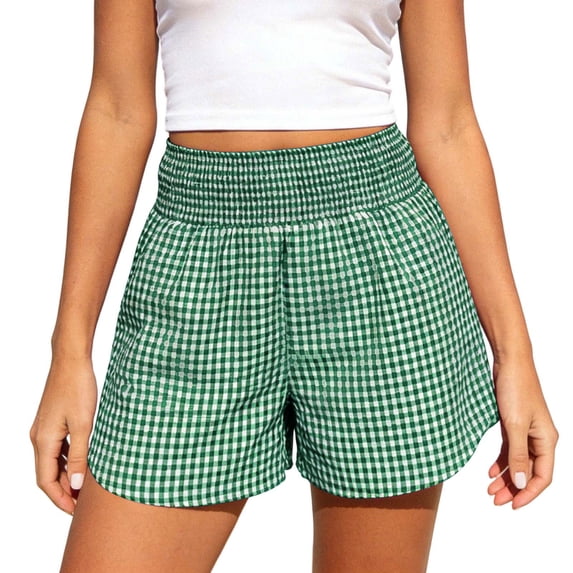 Kvture Womens Gingham Lounge Shorts High Waisted Summer Pajama Beach Casual Loose Fit Summer Shorts with Pockets XXL