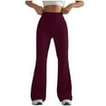 thumbnail image 1 of Kvture Womens High Waist Flared Leggings Tummy Control Casual Flare Yoga Pants Wide Leg Stretchy Workout Gym Pants Wine XXL, 1 of 4