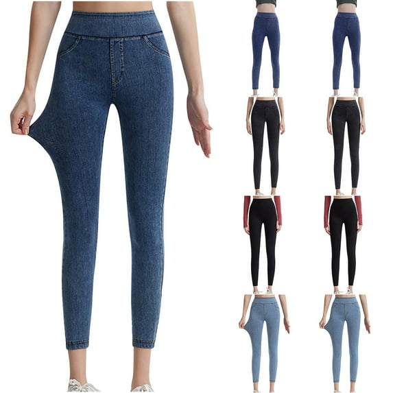 Kvture Womens High Waisted Yoga Pants Stretchy Tummy Control Tights with Pockets Solid Color Slim Fit Outdoor Long Pants Workout Leggings Light Blue M