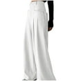 thumbnail image 1 of Kvture Womens Layered Wide Leg Pants High Waist Chiffon Flowy Palazzo Casual Loose Summer Beach Solid Trousers White L, 1 of 5