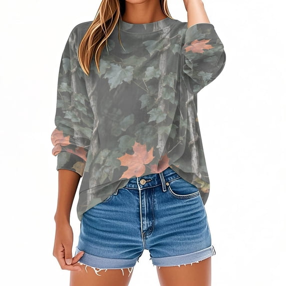 Kvture Womens Oversized Long Sleeve Shirts Fall Tops Basic Tee Casual Workout Y2K Clothes G Gray Sweatshirts
