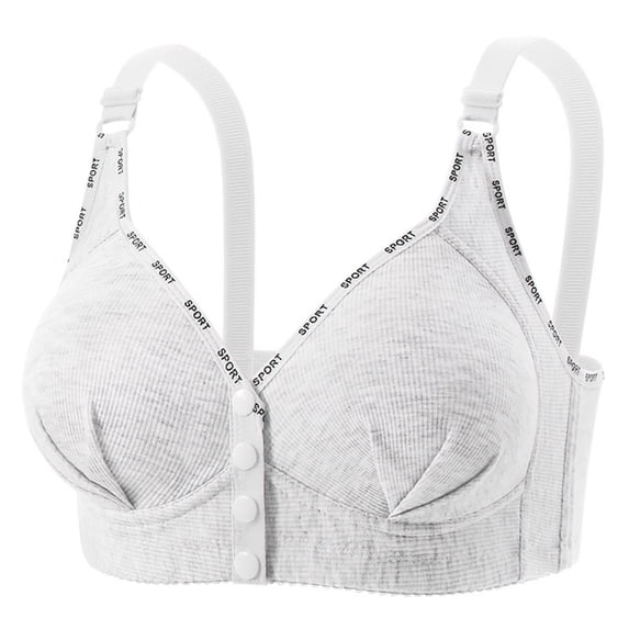 Kvture Womens Plus Size Sports Bras Plain Pleats Wireless Lightweight Breathable Front Closure Seamless Yoga Brassiere White Bra 44