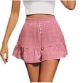 thumbnail image 1 of Kvture Womens Shorts Summer Casual Ruffle Y2K Trendy Button High Waisted Skorts Mini Comfy Plaid Short Red XL, 1 of 5