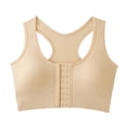 thumbnail image 1 of Kvture Womens Sports Bras Front Hook Closure Sports Bras Racerback High Support Comfort Workout Bra No Underwire Beige Bra S, 1 of 7