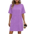 thumbnail image 1 of Kvture Womens Summer Short Sleeve Midi Dress Casual Polka Dots Flowy Shirt Dress Vacation Beach Sundress with Pockets Purple, 1 of 6