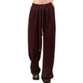 thumbnail image 1 of Kvture Womens Sweatpants Lightweight Wide Leg Sweat Pants Cotton Elastic Waisted Trousers with Pockets Wine XL, 1 of 3