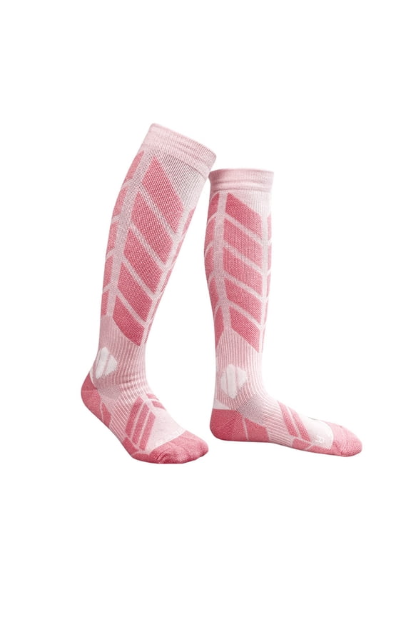 Womens Thermal Hiking Ski Socks Mid-Calf Cushioned Boot Sock with Non-Slip Grip for Winter Sports Outdoor Activities Red Sock M