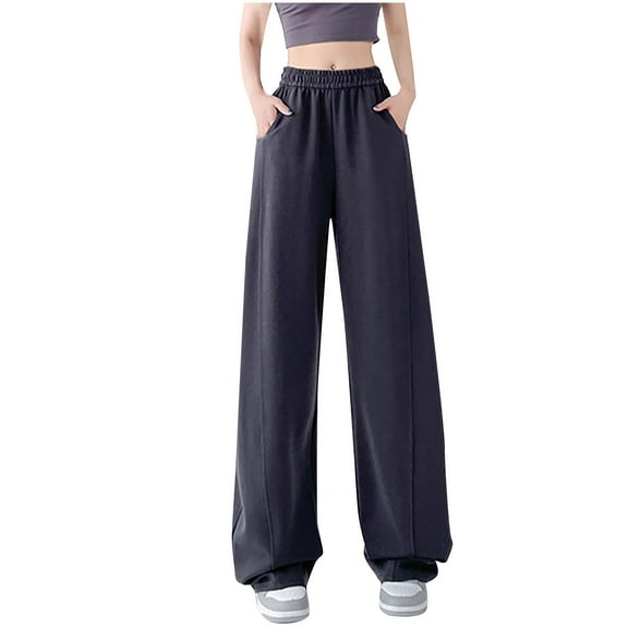 Kvture Womens Wide Leg Sweatpants High Waisted Baggy Casual Pants Workout Athletic Joggers Pants Fashion Teen Girls Y2K Pant Dark Gray XL