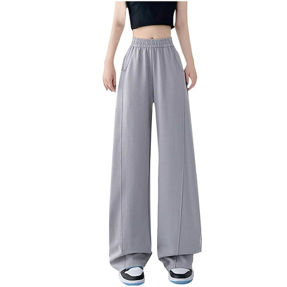 Kvture Womens Wide Leg Sweatpants High Waisted Baggy Casual Pants Workout Athletic Joggers Pants Fashion Teen Girls Y2K Pant Gray M