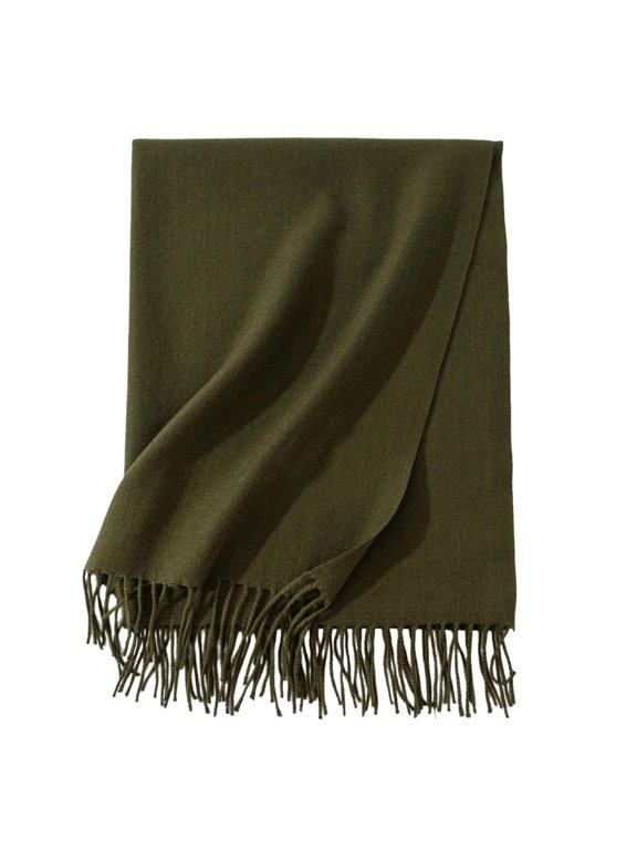Wool Scarf for Women Winter Scarf Cosy Scarves with Gift Box Classic Plain Warm Soft Lightweight Feel Army Green Shawl Free Size