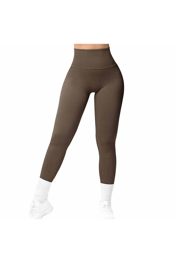 Workout Leggings for Women Seamless Scrunch Tights Tummy Control Gym Fitness Girl Sport Active Yoga Pants Coffee S