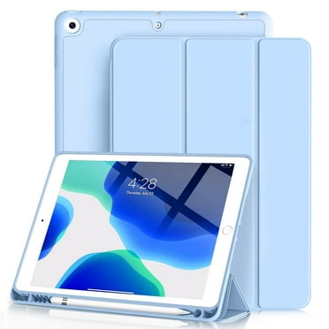 Kvtvou iPad 9.7 Inch 6th / 5th Generation Case with Pencil Holder, Slim Lightweight Soft TPU Back Smart Cover, Auto Sleep/Wake, for iPad 6th Gen 2018/ 5th Gen 2017 Case,Blue,