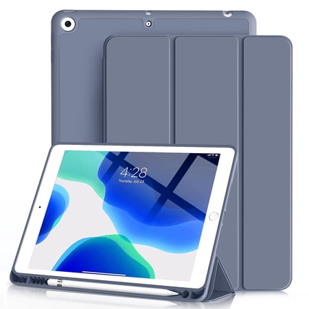 Kvtvou iPad 9.7 Inch 6th / 5th Generation Case with Pencil Holder, Slim Lightweight Soft TPU Back Smart Cover, Auto Sleep/Wake, for iPad 6th Gen 2018/ 5th Gen 2017 Case,Purple