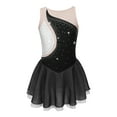 thumbnail image 1 of Kvysinly Girls Sparkly Rhinestone Mesh Splice Figure Ice Skating Dress Lyrical Ballet Gymnastics Black 6, 1 of 7