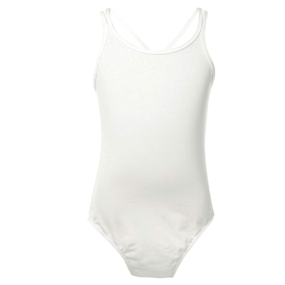 Kvysinly Kids Girls Athletic Leotard Criss Cross Back Ballet Dance Yoga Sports Ballroom Exercise Ivory XXL