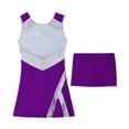 thumbnail image 1 of Kvysinly Kids Girls Cheerleading Outfits Sequins Sleeveless Tank Top with Shorts Cheer Leader Dance Purple 6, 1 of 6
