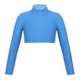 thumbnail image 1 of Kvysinly Kids Girls Long Sleeve Mock Neck Crop Top Shirt Ballet Dance Workout Yoga Practice Light Blue 14, 1 of 5