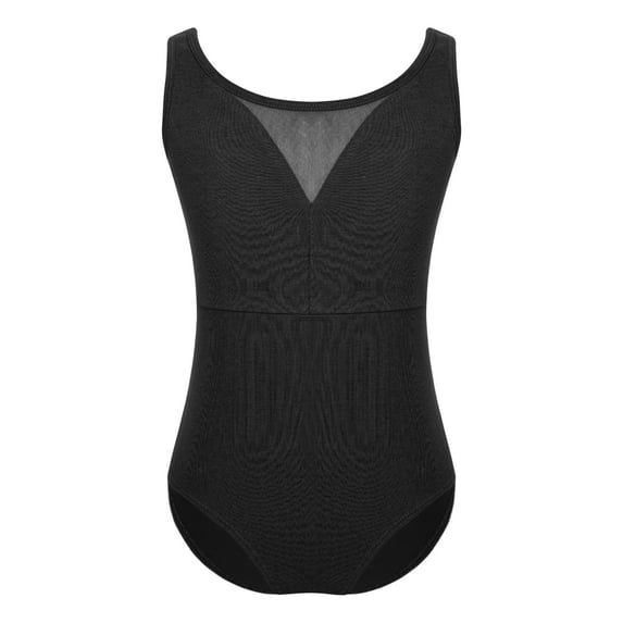 Kvysinly Kids Girls Sleeveless Ballet Dance Leotard Open Back Mesh Gymnastics Outfits Dancewear Black 140