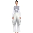 thumbnail image 1 of Kvysinly Women Liturgical Praise Dance Dress Sequin Sleeveless Worship Overlay Tunic Lyrical Dancewear Silver L, 1 of 5