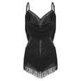 thumbnail image 1 of Kvysinly Womens Latin Dance Dress Spaghetti Strap Fringed Leotard Figure Skating Bodysuit Black XXL, 1 of 4