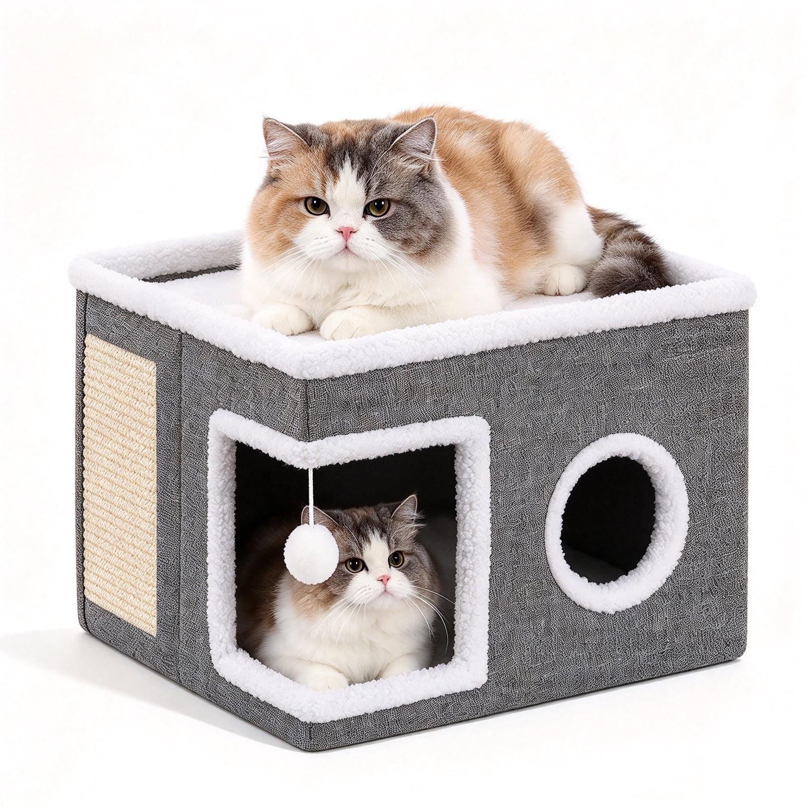 Kwa Heri Large Cat Houses for Indoor Cats, Covered Cave Bed with ...