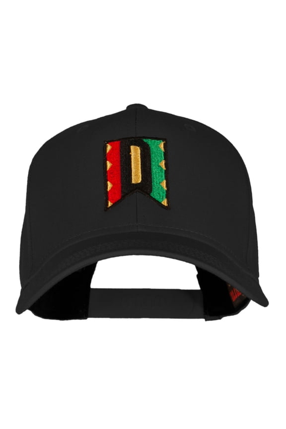 Kwanzaa Alphabet - D Embroidered Solid Cotton Twill Pro Style Cap - Black OSFM