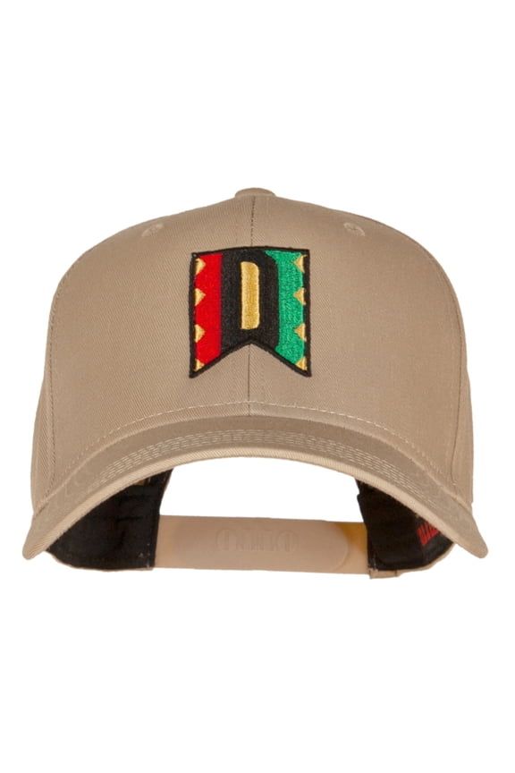 Kwanzaa Alphabet - D Embroidered Solid Cotton Twill Pro Style Cap - Khaki OSFM
