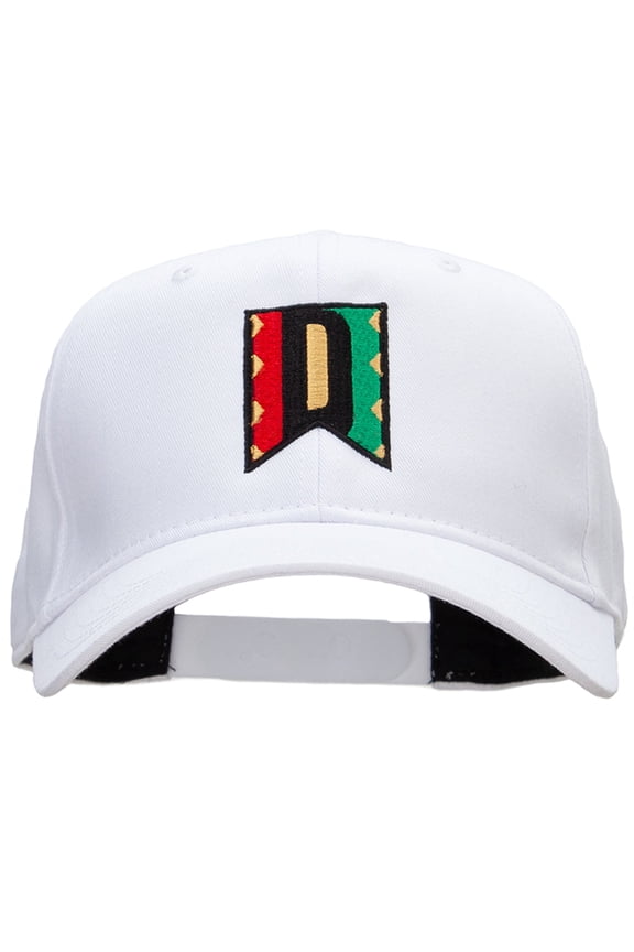 Kwanzaa Alphabet - D Embroidered Solid Cotton Twill Pro Style Cap - White OSFM