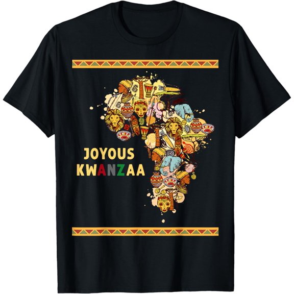 Kwanzaa Day 2021 7 Principles Joyous Kwanzaa Kinara Lover T-ShirtMen and women, Black T-shirt, size: Extra large