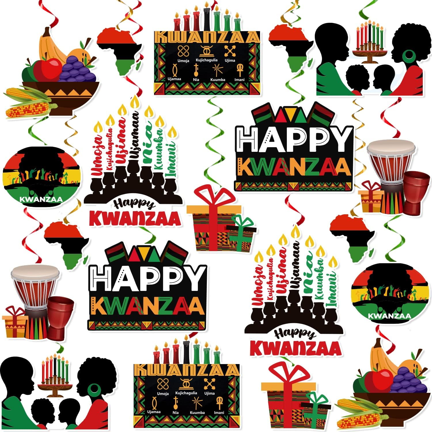 Kwanzaa Decorations Hanging Swirls African Heritage Holiday Decor for