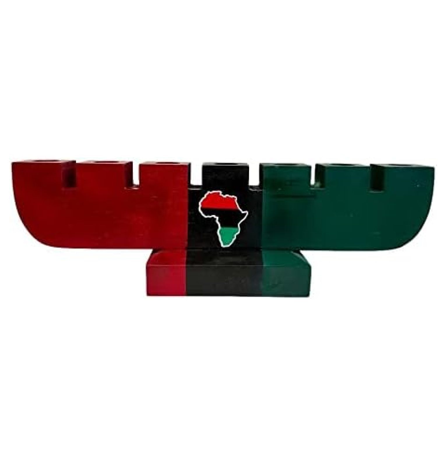 Kwanzaa Kinara Candle Handmade Wooden Holder with The Colors of Africa