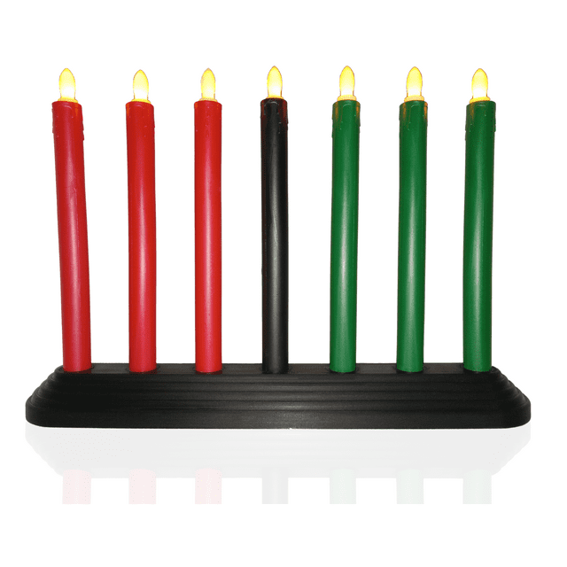 Kwanzaa Kinara Candle Holder Set with Flameless Battery Powered