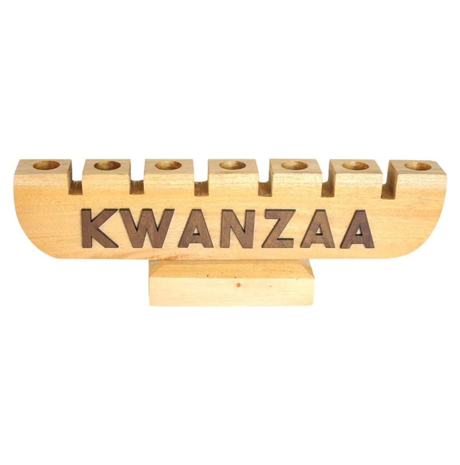 Kwanzaa Kinara Candle (Natural Wood) Handmade Holder