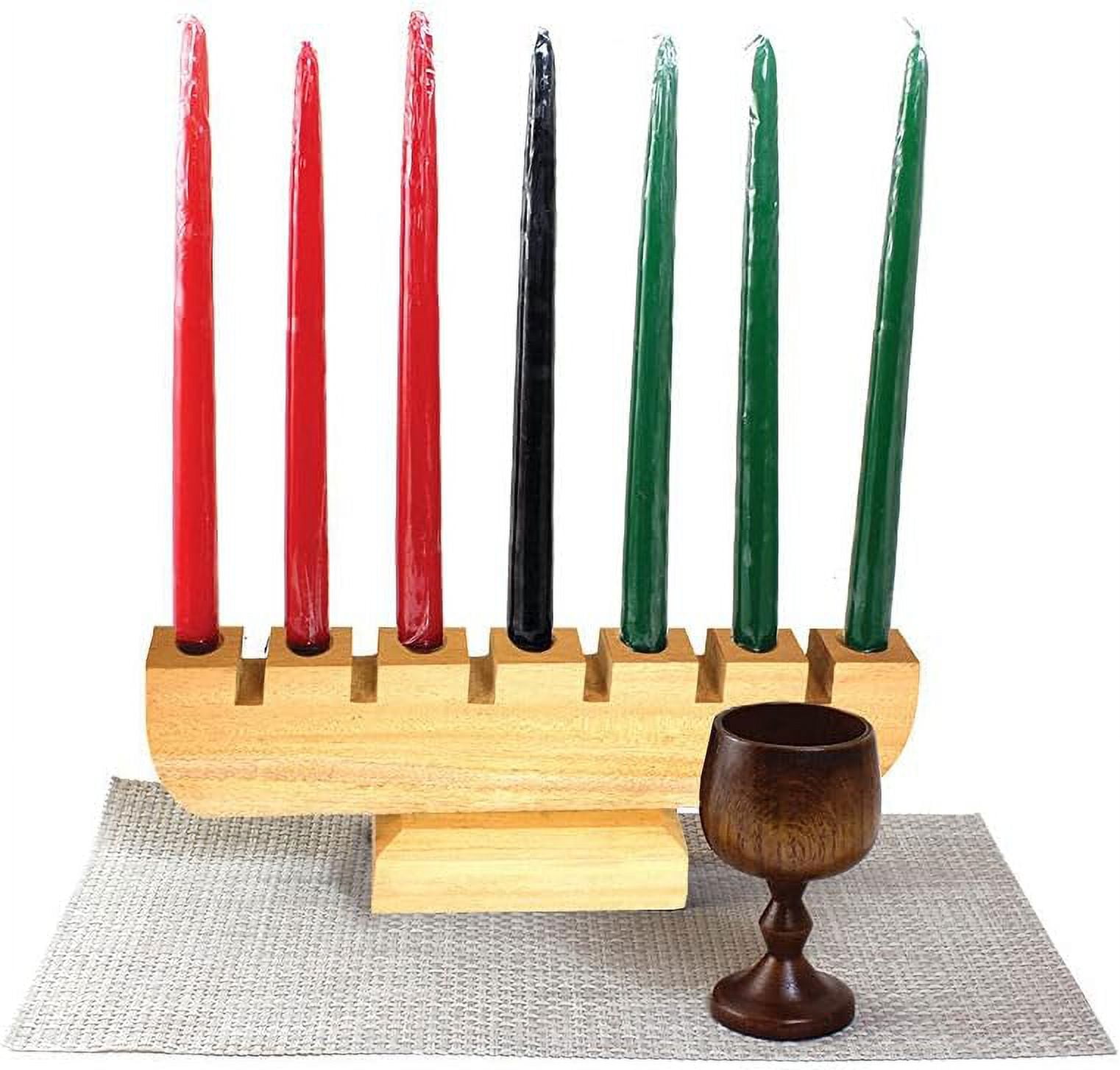 Kwanzaa Kinara Candle (Natural Wood) Handmade Holder