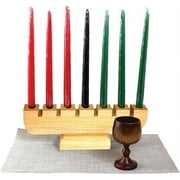 Kwanzaa Kinara Candle (Natural Wood) Handmade Holder