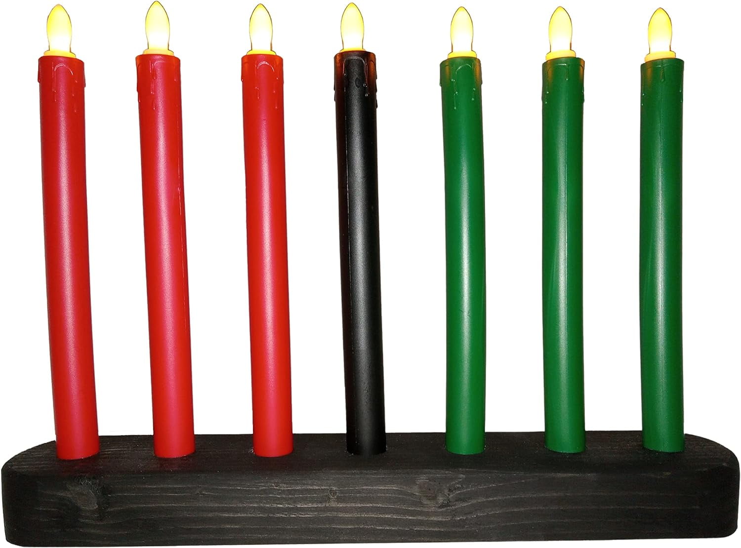 Kwanzaa Kinara Flameless Battery Powered Electric Candles Black Kinara